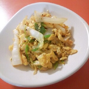 白菜と長ネギと炒り卵の炒め物